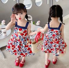Quần Áo Trẻ Em Bé Gái Mùa Hè Mới Hoa Lớn Màu Đỏ Váy Con Gái Màu Xanh Dương Đầm Trẻ Em Ngọt Ngào Và Đáng Yêu (1-6 Tuổi) | Lazada.vn